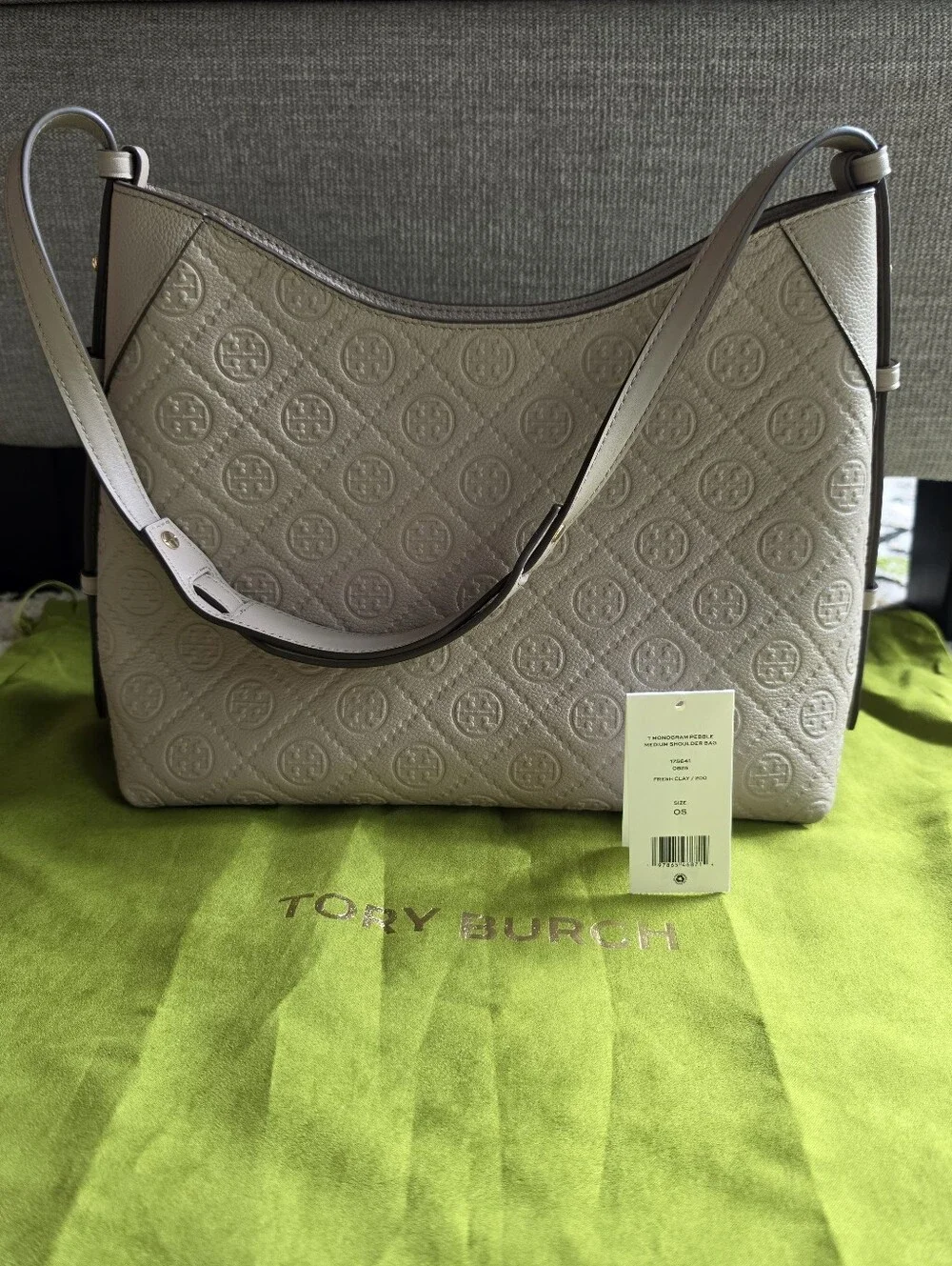 Tory Burch T Monogram Pebbled Medium Shoulder Bag Fresh Clay